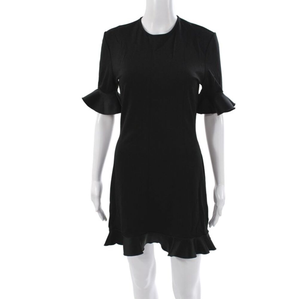 David Koma Womens Mini Dress Black Viscose Round Neck Short Sleeve Zip Size 2